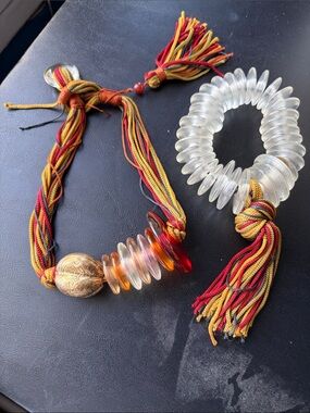 Vintage Lucite Beaded Cord Choker and matching Bracelet